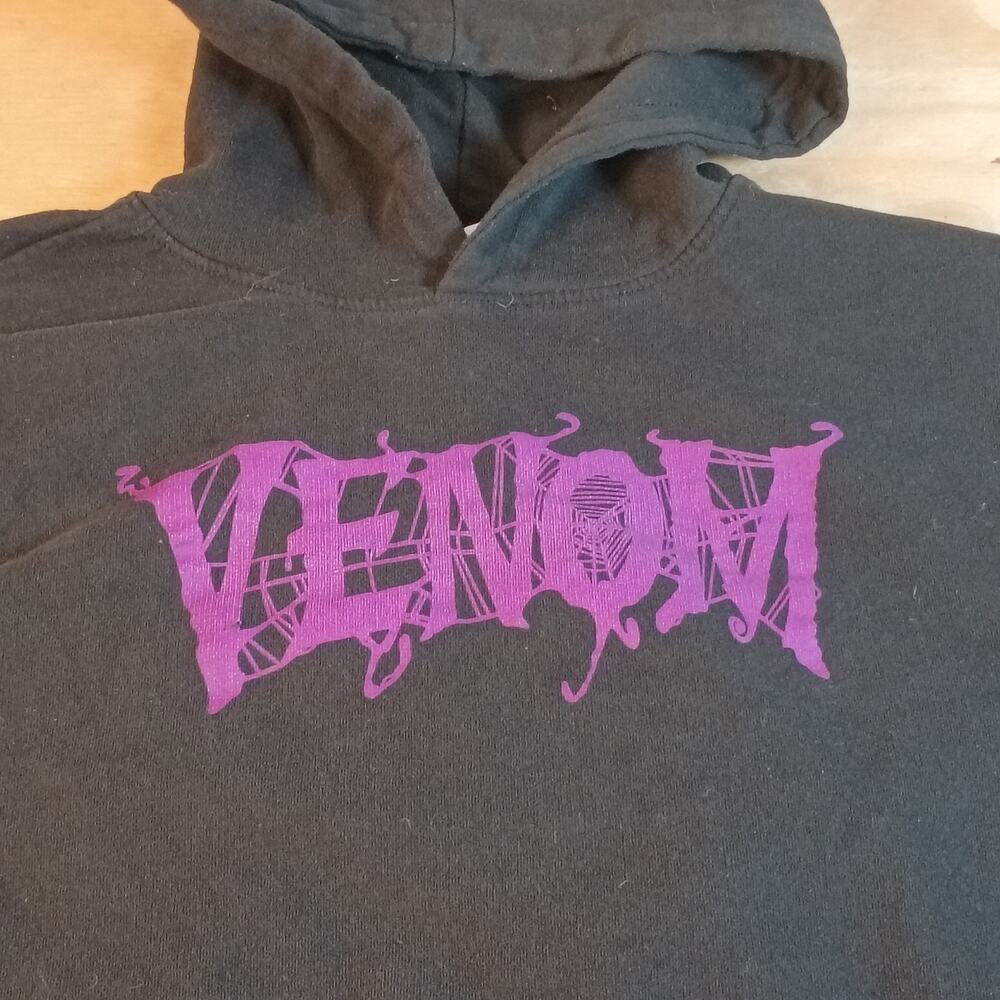 Marvel Venom Hoodie Mens Large Black Purple Pullover Sweatshirt Spider-Man